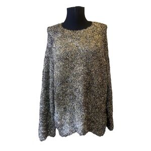 Silence & Noise Gold Sparkle Sweater with Open Back M/L